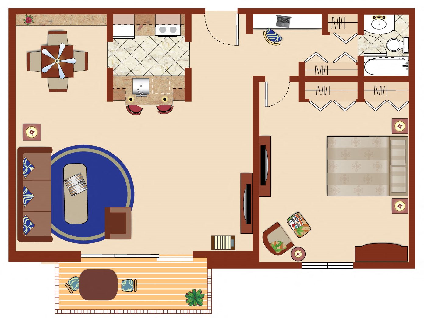 1 Bedroom Deluxe Floor Plan 3