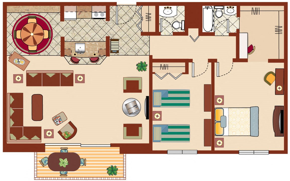 2 Bedroom, 1.5 Bath Floor Plan 2