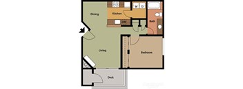 The Marina in Modesto 1 bedroom 1 bath floor plan