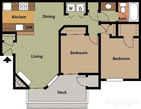 The Marina in Modesto 2 bedroom 1 bath floor plan