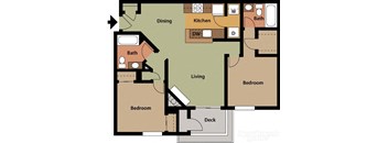 The Marina in Modesto 2 bedroom 2 bath floor plan