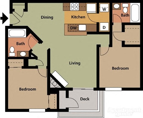The Marina in Modesto 2 bedroom 2 bath floor plan
