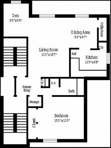 1 Bedroom w/ Den Floor Plan 2