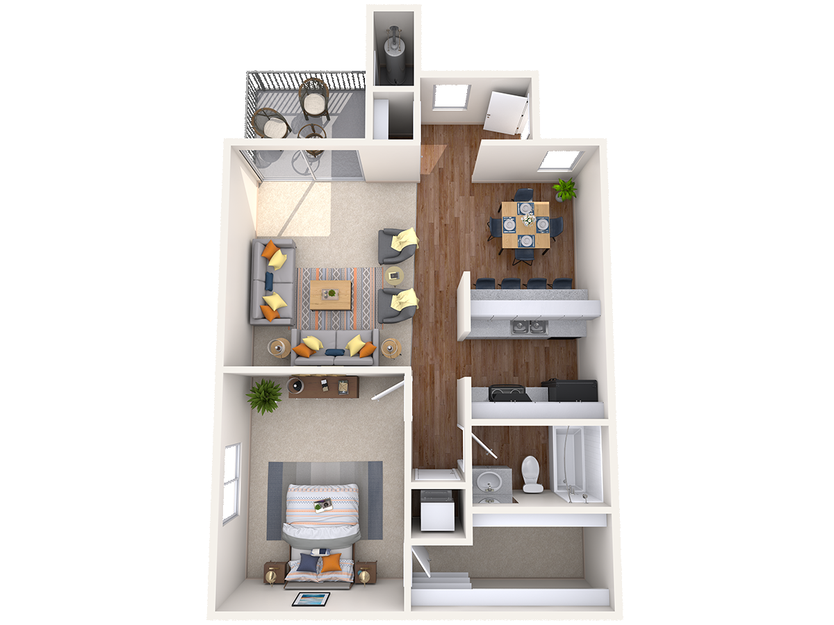 One Bedroom and One Bathroom. 780 Square Feet. Unit comes with a Washer/Dryer. Private Patio.