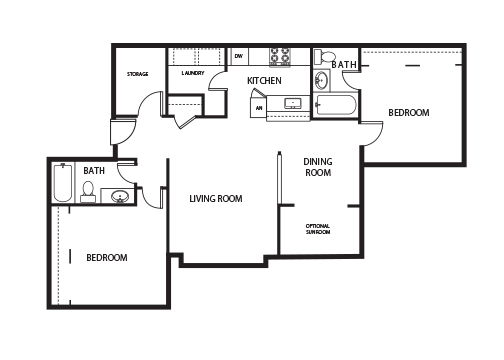 2 Bedroom | 2 Bath Floor Plan 4