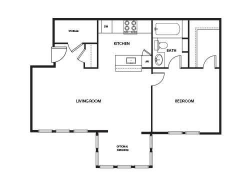 1 Bedroom | 1 Bath Floor Plan 1