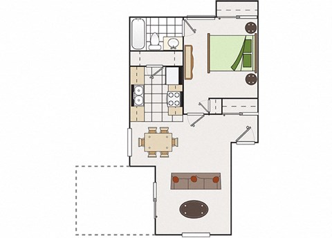 One bedroom floor plan l Park Brentwood CA Apartments for rent