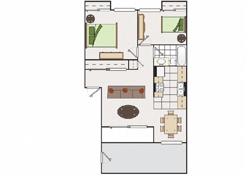 Two bedroom floor plan l Park Brentwood CA Apartments for rent