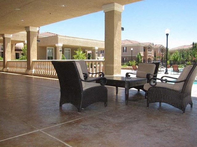 Pool Patio Seating 1 and 2 bedroom Floor Plans for rent in Elk Grove Ca at  Siena Villas