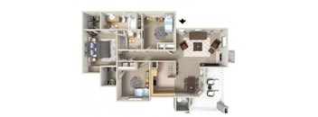 2 bedroom Floor Plan for rent in Elk Grove Ca at  Siena Villas 