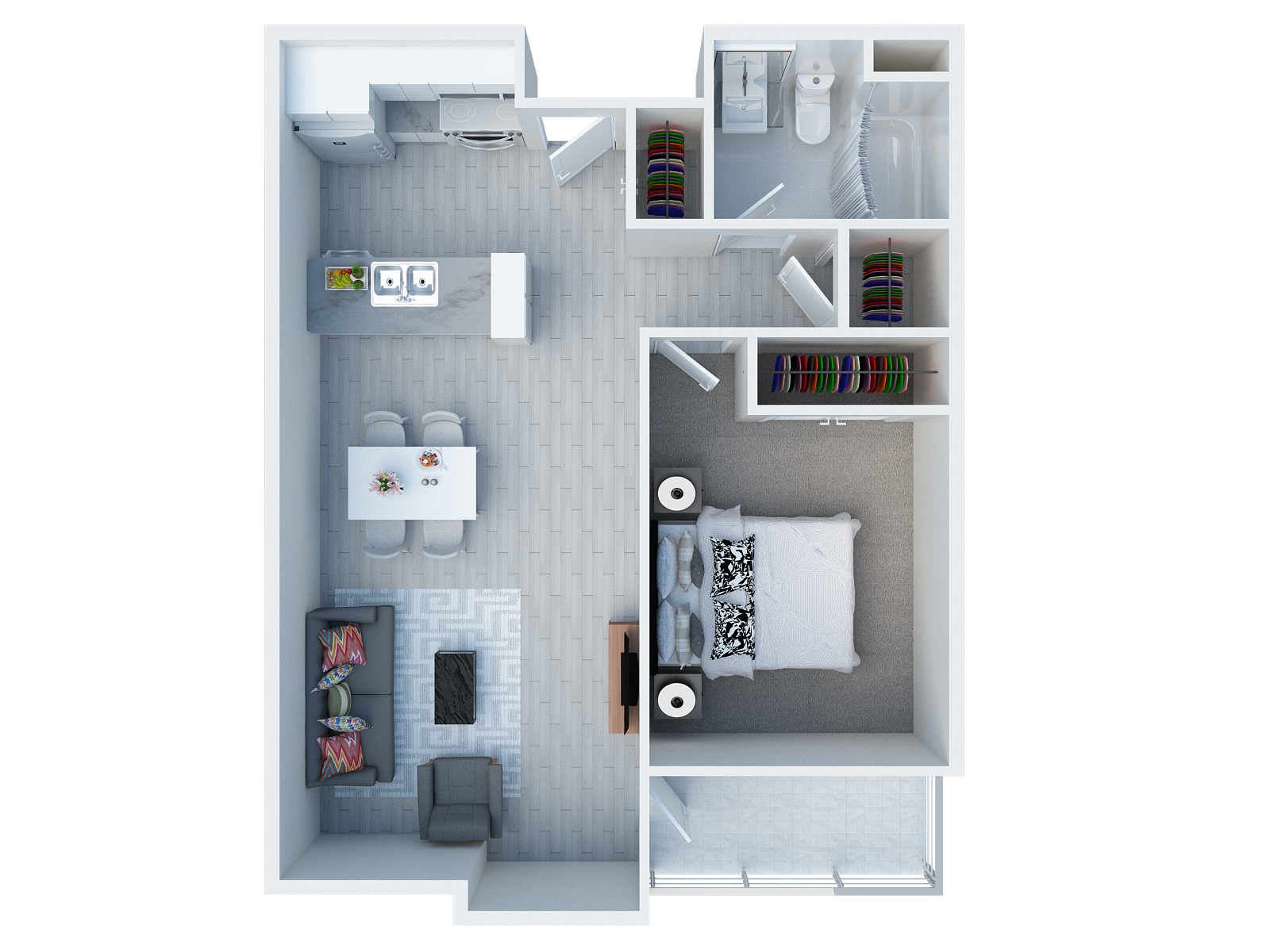 One bedroom floor plan l Somerset Apartments in Antioch CA