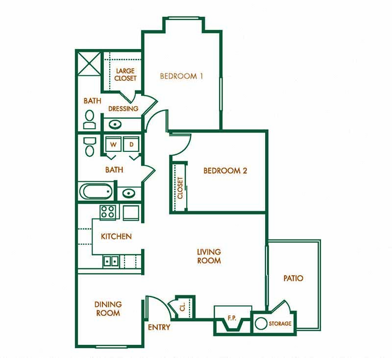 Two bedroom floor plan