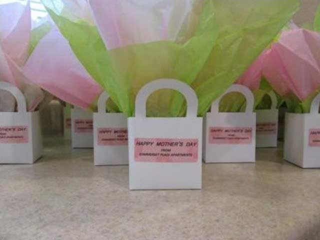 a group of bags with pink and green tissue paper
