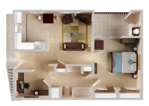 One Bedroom Floor Plan l Sterling Ranch Apartments El Dorado Hills CA