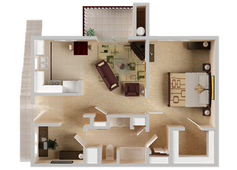 One Bedroom Floor Plan l Sterling Ranch Apartments El Dorado Hills CA