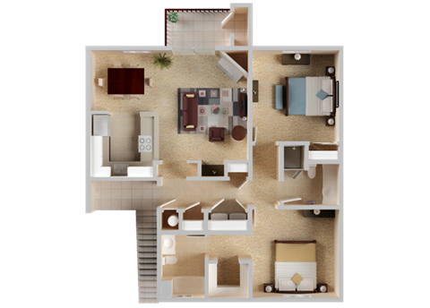 two Bedroom Floor Plan l Sterling Ranch Apartments El Dorado Hills CA