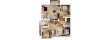 Two Bedroom Floor Plan l Sterling Ranch Apartments El Dorado Hills CA