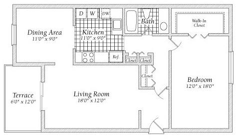 1 Bedroom A Floorplan 1 Bedroom A Floorplan at Fairway