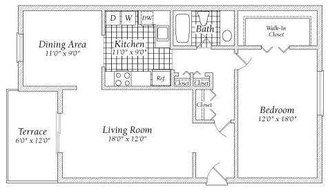 1 Bedroom Floorplan 1 Bedroom Floorplan at Fairway