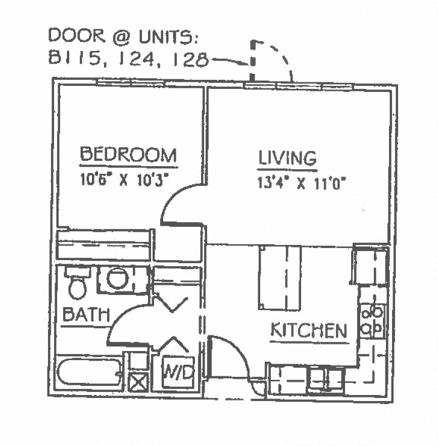 One bedroom floor plan 569 square feet