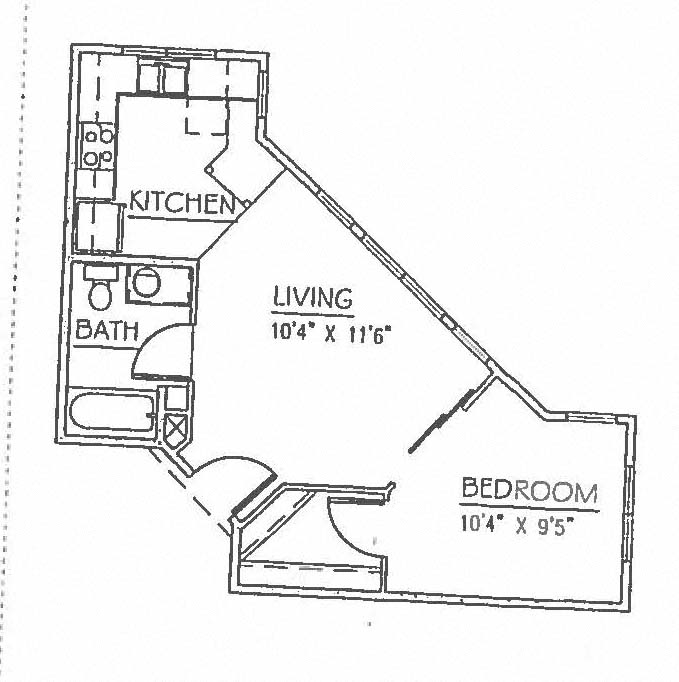 One bedroom floor plan 546 square feet