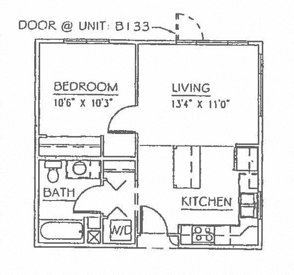 One bedroom floor plan 574 square feet