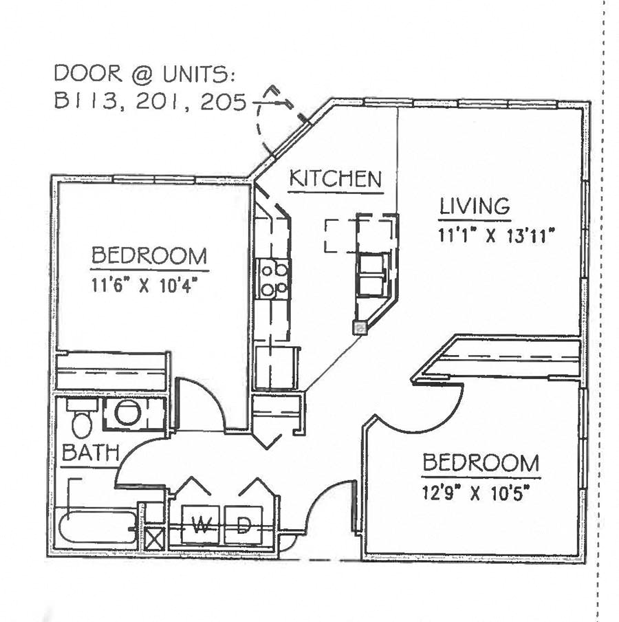 2 bedroom floor plan  l Blakely Echo Lake