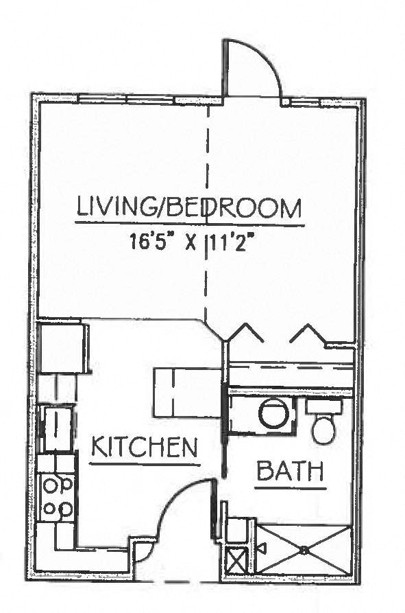 Studio bedroom floor plan  l Blakely Echo Lake