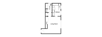 Studio floor plan for Benson Apartments
