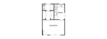 Studio floor plan for Benson Apartments