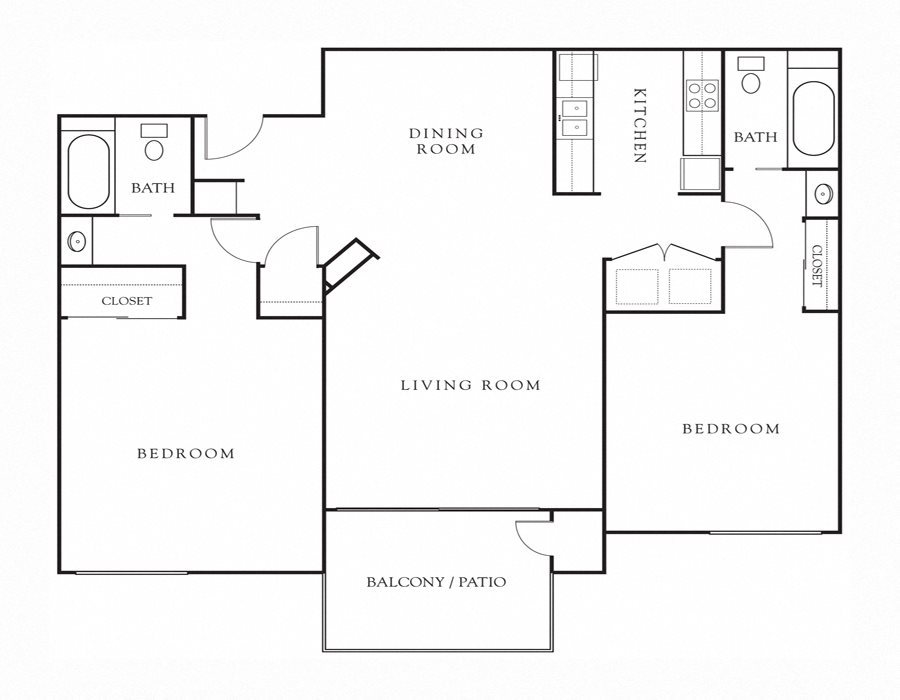 Windsor Ridge | 2 bedrooms 2 bathrooms floor plan 2x2 floor plans available at Windsor Ridge apts in Sacramento, CA