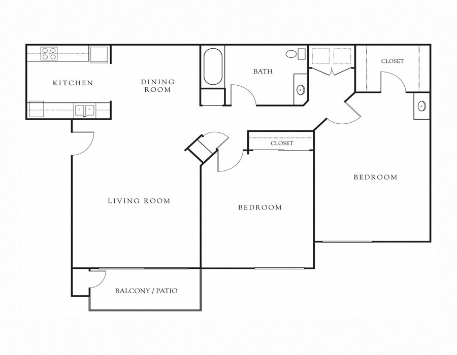 Windsor Ridge | 2 bedrooms 1 bathroom floor plan 2x1 floor plans available at Windsor Ridge apts in Sacramento, CA