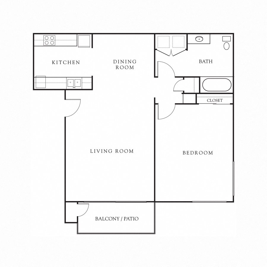 Windsor Ridge | 1 bedroom 1 bathroom floor plan 1x1 floor plans available at Windsor Ridge apts in Sacramento, CA