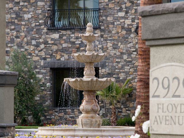 Fountain and Sign Apartments in Modesto, CA l Villas at Villaggio - Photo Gallery