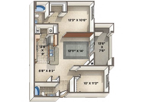 Chianti floor plan.l The Villas at Villaggio Apartments in Modesto CA 