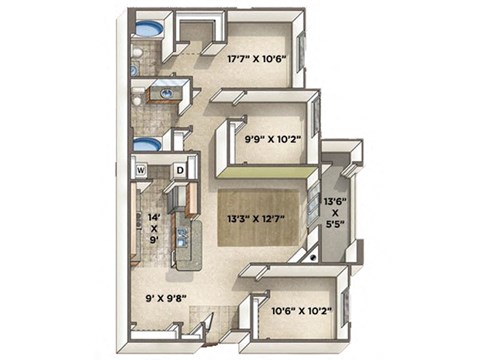 Classico floor plan.l The Villas at Villaggio Apartments in Modesto CA 