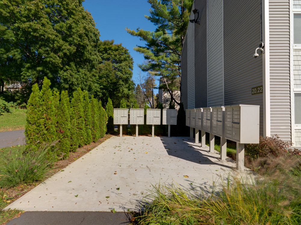 Mailboxes at Berkshire Peak Apartments in Pittsfield, MA.