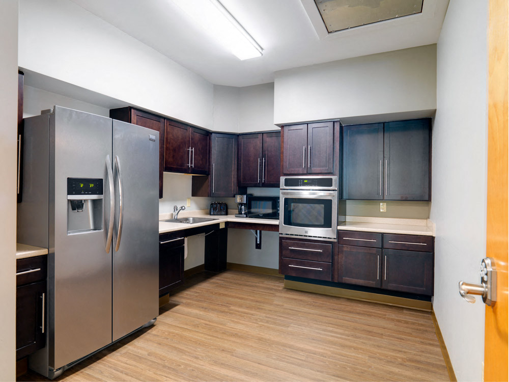 Community Room Kitchen at Berkshire Peak Apartments in Pittsfield, MA.