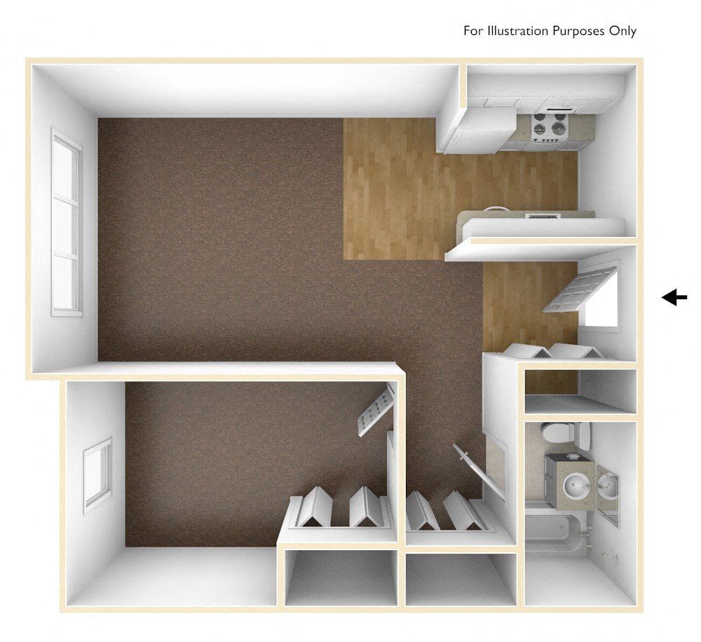 One Bedroom Apartment Floor Plan Walkover Commons Apartments