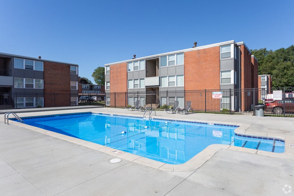 our apartments offer a swimming pool with our building in the background