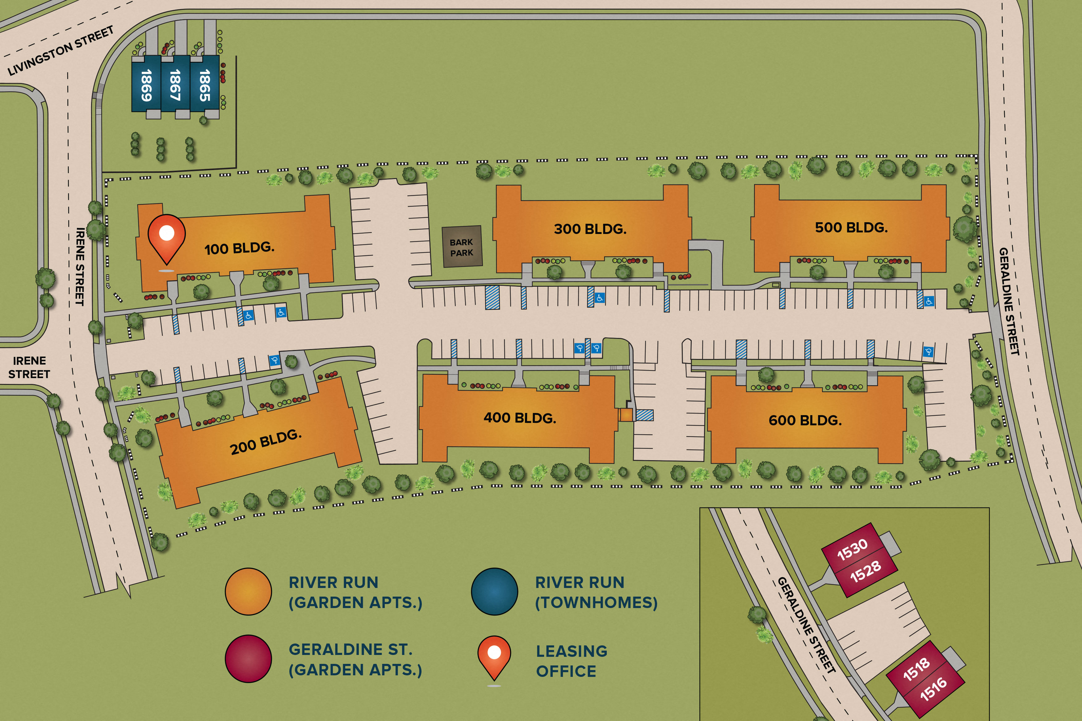 a site plan of a parking lot with a train station and a track