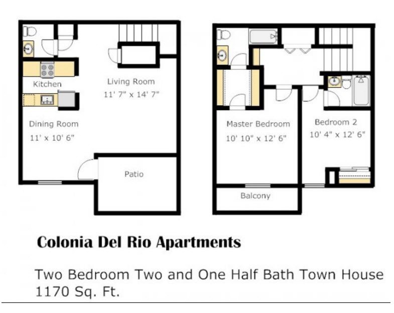 Colonia - Palo Verde Floorplan Colonia - Palo Verde Floorplan atColonia and Hacienda Del Rio Apartments in Tuscan, 85718