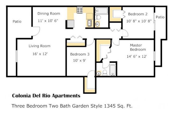 Colonia - Cottonwood Floorplan Colonia - Cottonwood Floorplan at Colonia and Hacienda Del Rio Apartments in Tuscan, AZ