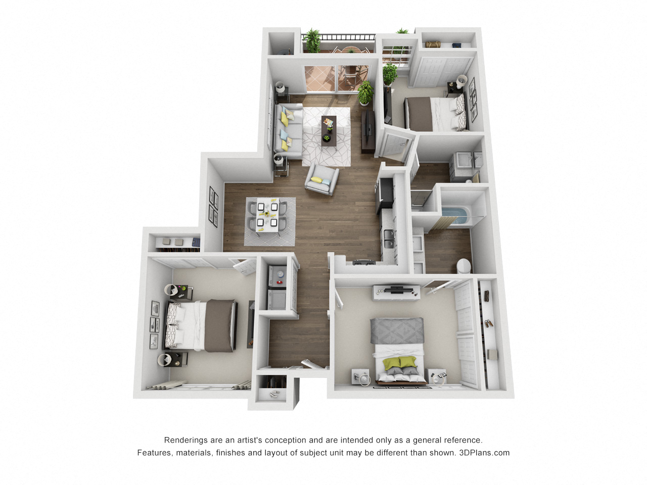 Unit C Floor Plan at Madison Toluca, North Hollywood, California