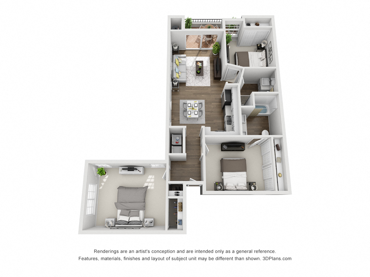 Unit E Floor Plan at Madison Toluca, California