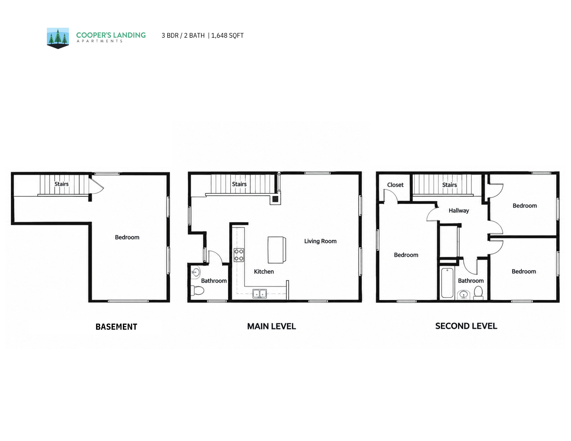 3 Bed, 2 Bath - 1648 sq ft