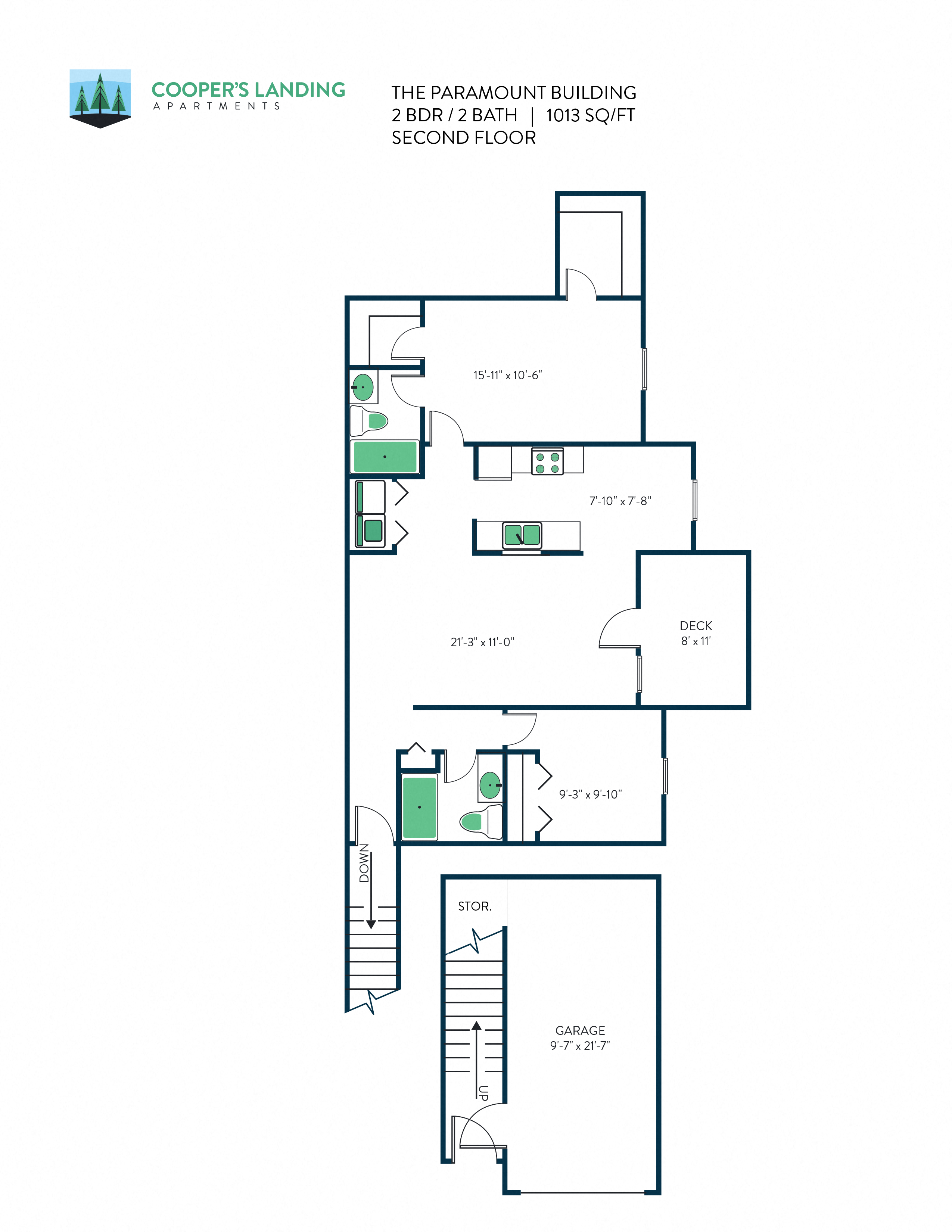 2 Bed, 2 Bath - 1013 sq ft