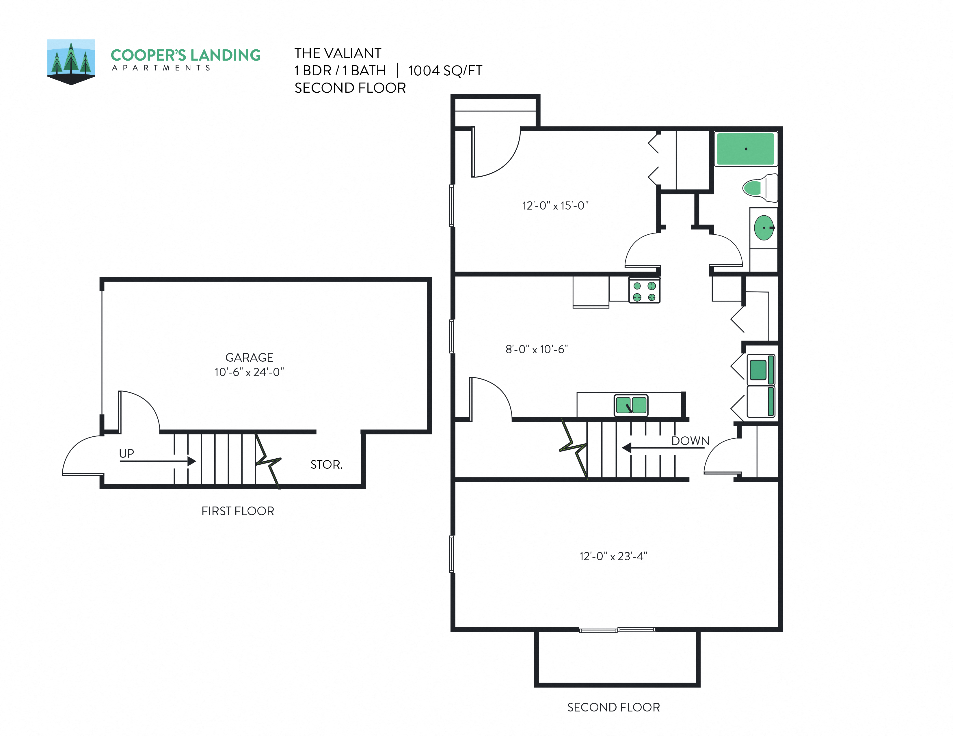 1 Bed, 1 Bath - 1004 sq ft