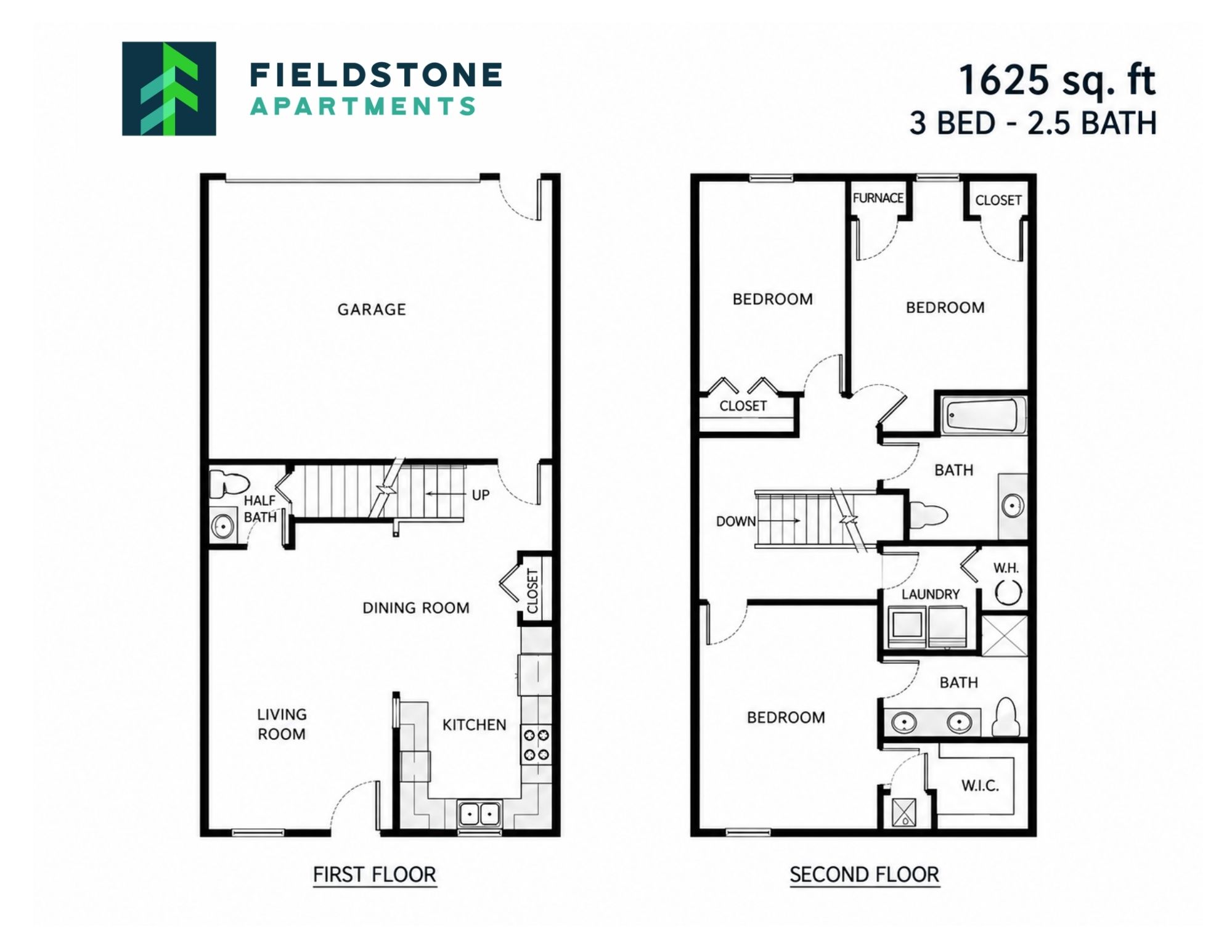 3 Bed, 2.5 Bath - 1,625 sq ft