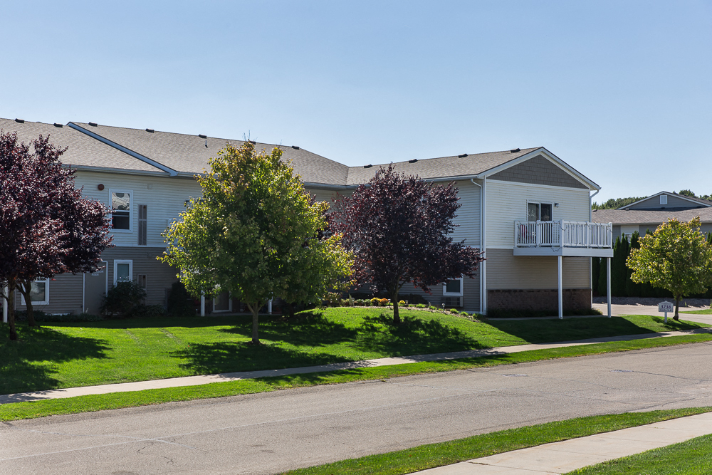 a row of houses on the side of a street
